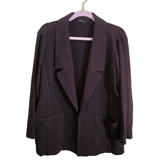 Eileen Fisher Notched Collar Textured Open Front Blazer Pockets In Casis Size M - Picture 2 of 8